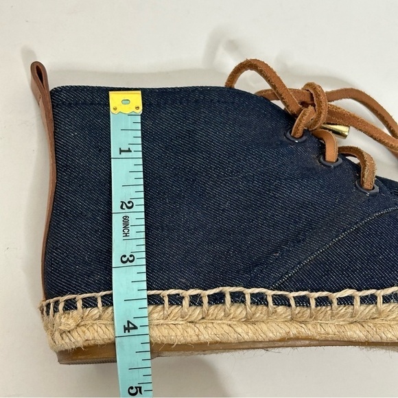 Tory Burch Navy Canvas Espadrille Lace Up Ankle Bootie Flats - Picture 16 of 16